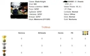 Vendo ACC No Muaway com char de 904 mil KLS no Pk