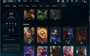 Conta platina 2 com 68 champs e 89 skins + 700k de Yasuo