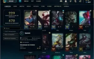 Conta platina 2 com 68 champs e 89 skins + 700k de Yasuo