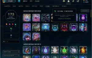 Conta LoL com 167 skins