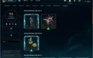 Conta LoL com 167 skins