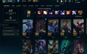 Unranked com 21 Champs e 11 Skins + 1 Fragmento