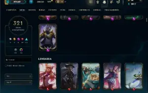 Unranked com TODOS os champs e 321 Skins ( Nivel 485 )