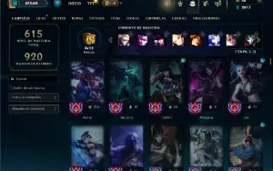 Unranked com TODOS os champs e 321 Skins ( Nivel 485 )