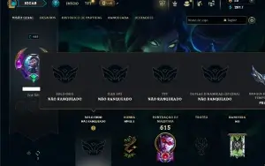 Unranked com TODOS os champs e 321 Skins ( Nivel 485 )