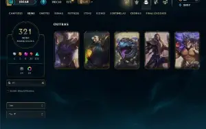 Unranked com TODOS os champs e 321 Skins ( Nivel 485 )