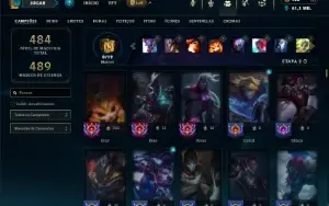 Unranked com TODOS os champs e 374 Skins ( ADC / TOP / MID )