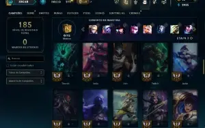 Unranked com 65 Champs e 39 Skins +6 Vitoriosas