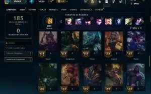 Unranked com 65 Champs e 39 Skins +6 Vitoriosas