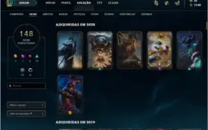 Conta Diamante S7, S9, 148 skins, quase todos campeões