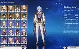 Conta Genshin Impact - Diluc C6, Ayaka, Ayato, Shenhe e +