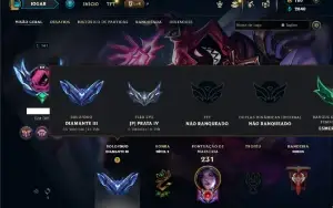 Diamante 3 com 110 Champs e 62 Skins ( MAIN ADC )