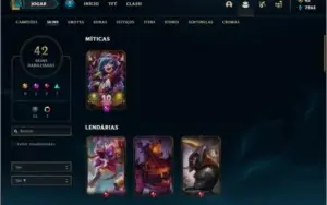 Conta bronze 1 afundada com 94 champs e 42 skins