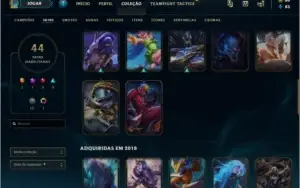 Conta Platina 90 campeões 44 skins