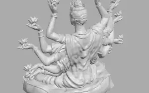 STL Para Impressão 3D - Deusa Durga Meditando