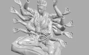 STL Para Impressão 3D - Deusa Durga Meditando