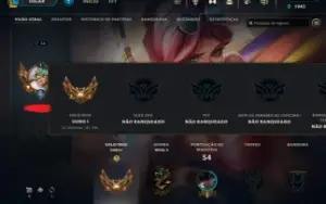 Conta LoL Ouro 1, 31 Champions, 29 Skins (2 Lendárias)