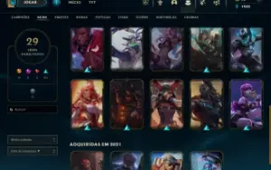 Conta LoL Ouro 1, 31 Champions, 29 Skins (2 Lendárias)