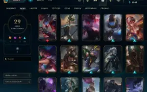 Conta LoL Ouro 1, 31 Champions, 29 Skins (2 Lendárias)
