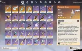 Conta Genshin (AR 56) – 8 personagens 5 estrelas + 4 armas