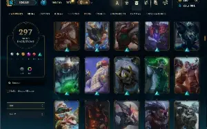 Unranked com TODOS os champs e 297 Skins ( MID / JG / TOP )