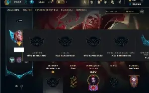 Unranked com TODOS os champs e 297 Skins ( MID / JG / TOP )
