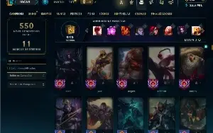 Unranked com TODOS os champs e 297 Skins ( MID / JG / TOP )
