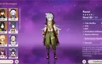 CONTA GENSHIN AR50 E MAIS 4 PERSONAGENS 5 ESTRELAS