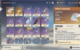conta genshin impact com venti, diluc, + 2 armas 5 estrelas