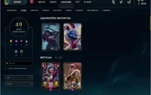 CONTA LOL GOLD 2 LVL 176 COM 49 SKINS ( TODAS NA DESCRIÇÃO).