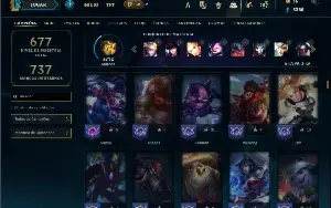 Platina 4 com TODOS os champs e 452 Skins + 3 RARAS