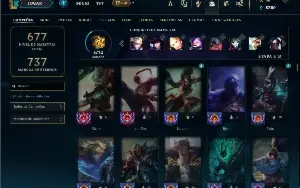 Platina 4 com TODOS os champs e 452 Skins + 3 RARAS