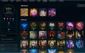 Conta lol TODOS compeões, lvl. 227, 116 skins habilitadas