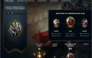 Conta de lol no platina