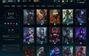 Unranked com TODOS os Champs e 217 Skins ( ADC / SUP / MID )
