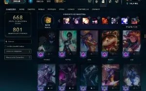 Unranked com TODOS os Champs e 217 Skins ( ADC / SUP / MID )