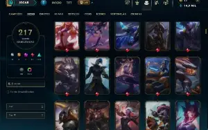 Unranked com TODOS os Champs e 217 Skins ( ADC / SUP / MID )