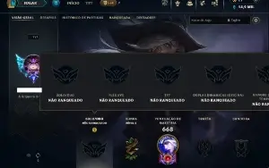 Unranked com TODOS os Champs e 217 Skins ( ADC / SUP / MID )