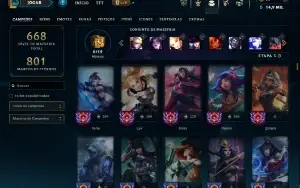 Unranked com TODOS os Champs e 217 Skins ( ADC / SUP / MID )