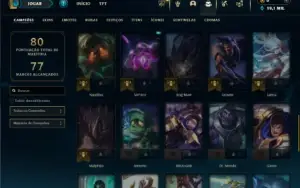 Platina 4 com 50 Champs e 18 Skins + 27 Espolios