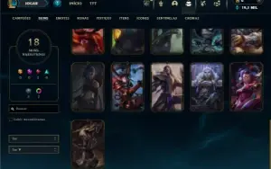 Platina 4 com 50 Champs e 18 Skins + 27 Espolios