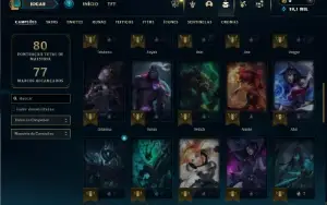 Platina 4 com 50 Champs e 18 Skins + 27 Espolios