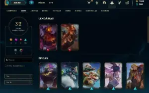 Conta platina 4 com 80 Champs e 32 Skins + 1600 RP