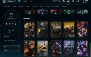 Conta platina 4 com 80 Champs e 32 Skins + 1600 RP