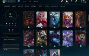 Conta prata 2 com 87 skins e 143 champs