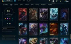 Conta prata 2 com 87 skins e 143 champs