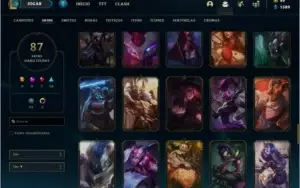 Conta prata 2 com 87 skins e 143 champs
