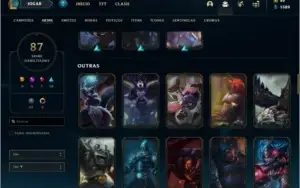 Conta prata 2 com 87 skins e 143 champs