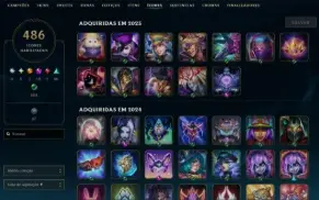 Conta League of Legends / lvl 856 / 393 skins / Platina 1