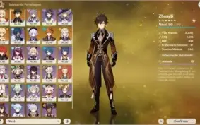 conta no genshin impact ( inclui zhongli dps+báculo de homa)